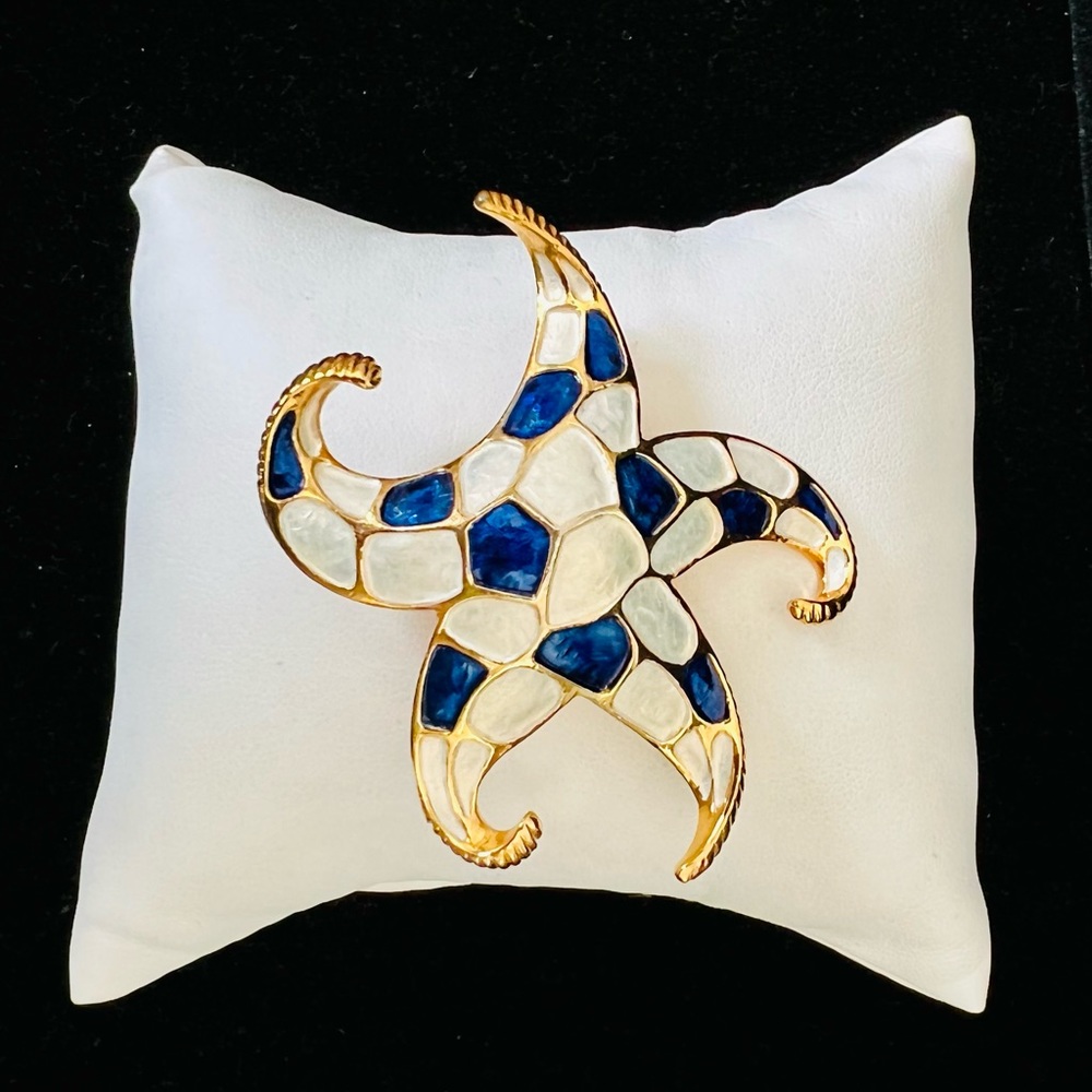Vintage Boucher Signed Enamel Starfish Brooch - Picture 5 of 8